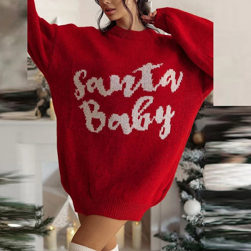 Christmas Sweater Dress Women Elegant Evening Dress Woman Autumn Winte