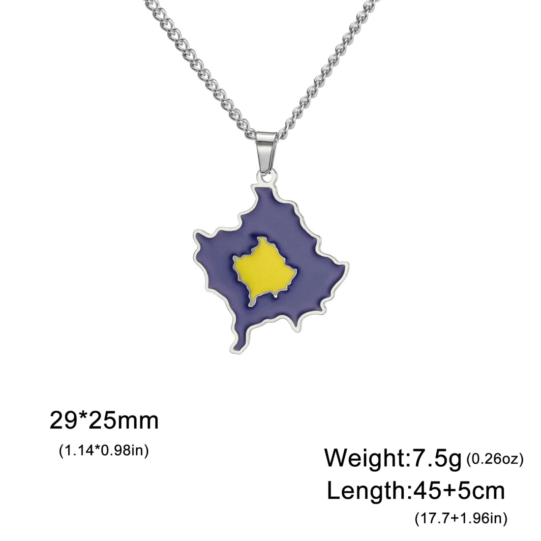 EUEAVAN European Country Map Necklace Stainless Steel Drip Oil Poland France Portugal Romania Ukraine Italy Germany Flag Jewelry
