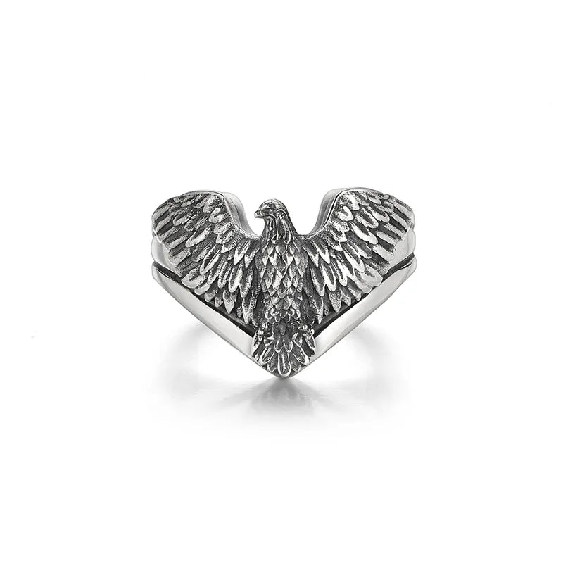 Buyee 925 Sterling Silber Ring Finger Adler offener Ring für Frau Männer Mode einzigartige Tier Punk feiner Schmuck Kreis mit Box