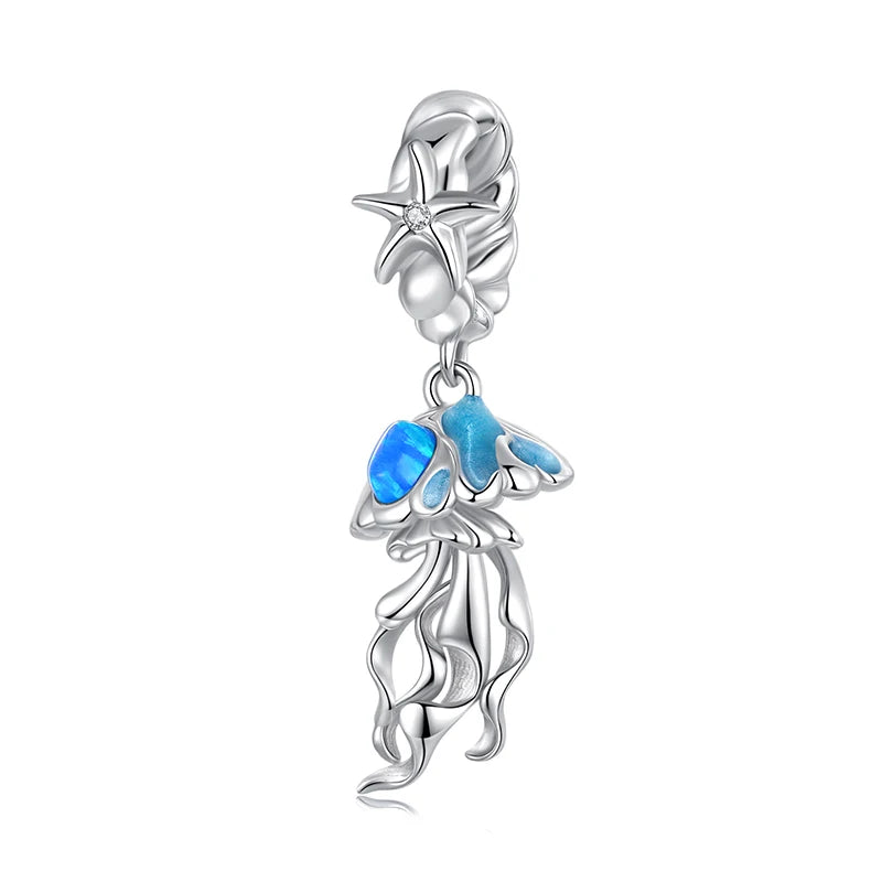 BAMOER 2025 Ocean Series Solid 925 Sterling Silver Turtle Octopus Jellyfish Seahorse Charm fit Original Bracelet DIY Accessories
