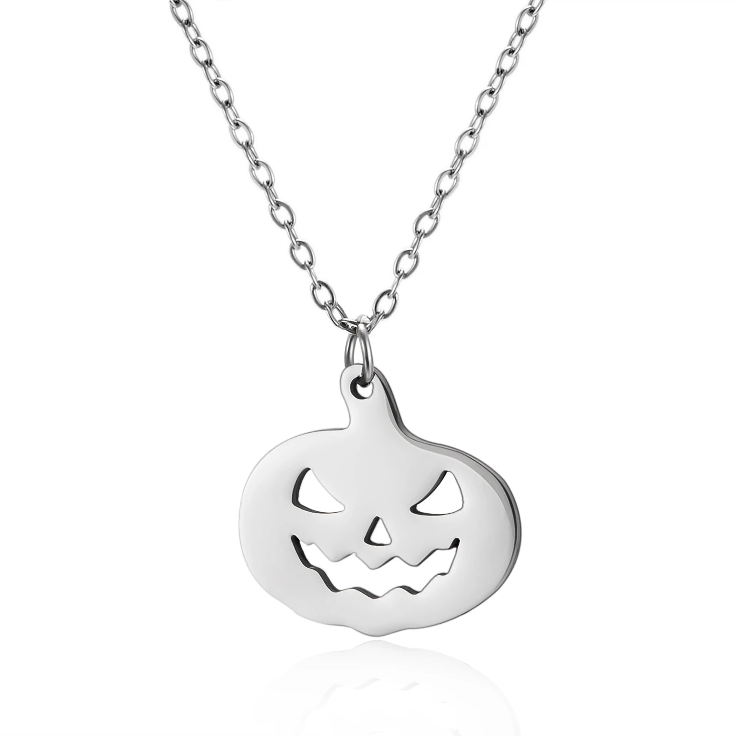 Stainless Steel Simple Personalized Ghost Pendant Necklace For Women Men Funny Pumpkin Clavicle Choker Halloween Party Jewelry