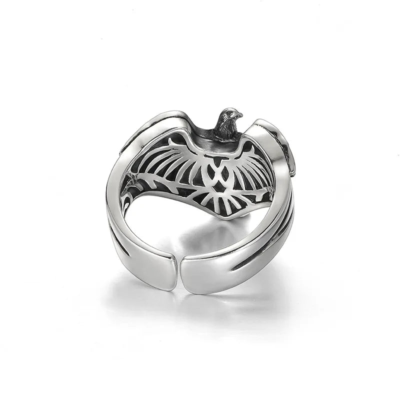 Buyee 925 Sterling Silber Ring Finger Adler offener Ring für Frau Männer Mode einzigartige Tier Punk feiner Schmuck Kreis mit Box