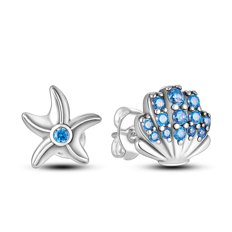 2024 new shell starfish mermaid stud earrings for women earrings 925 sterling silver fine engagement wedding party jewelry gift