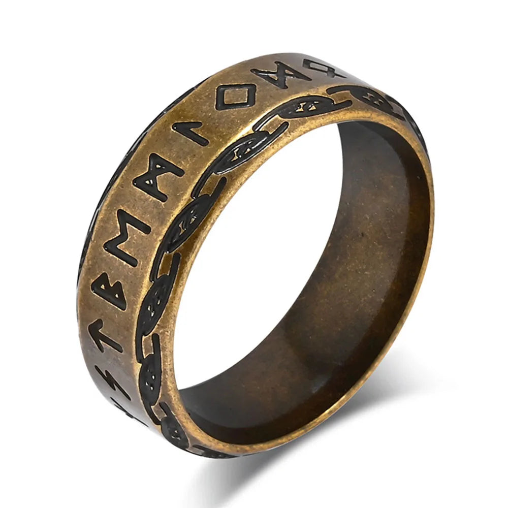 Nordischer Wikinger-Text Edelstahlring Herrenring Nischenpersönlichkeit Modekleidung Geschlechtsloser Handschmuck