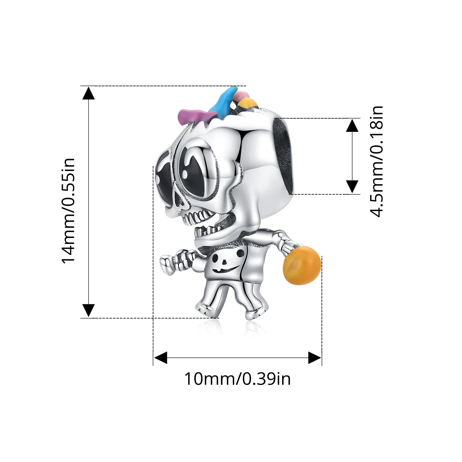 WOSTU 925 Sterling Silver Halloween Charm Skull/Pumpkin/Magic/Ghost Pendant Original Fit for Women  Bracelet DIY Fine Jewelry