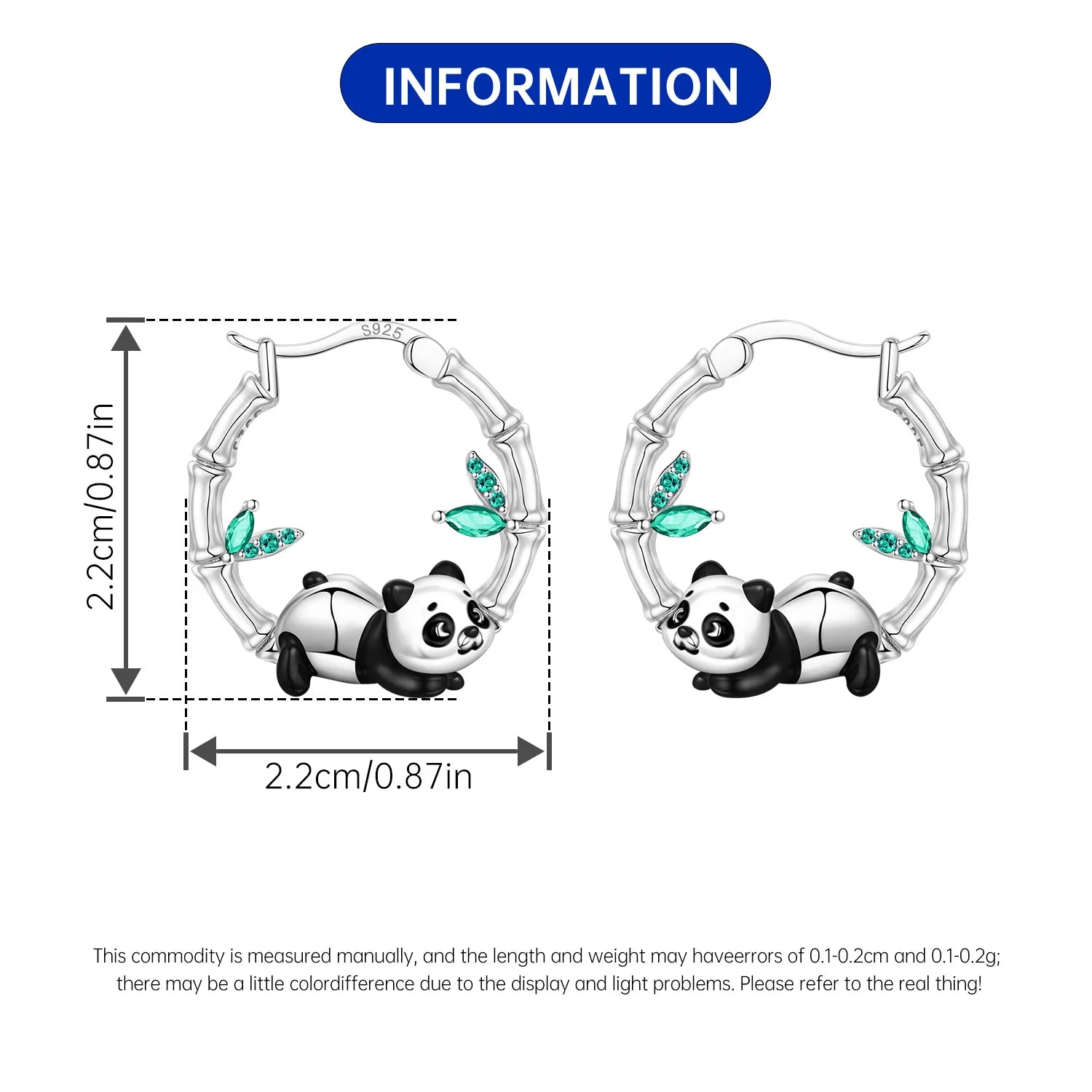 PANPOKI S925 Sterling Silver Cute Panda Animals Earrings Hoop Earrings For Women Jewelry Original Party Trendy Gifts