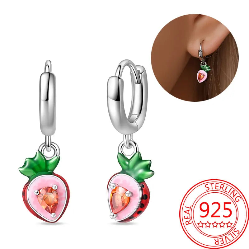 Hot Sale Bee Earrings For Girl Lovely Yellow Black Dancing Bee Happy S925 Hoop Earrings Birthday Gift Silver Jewelry