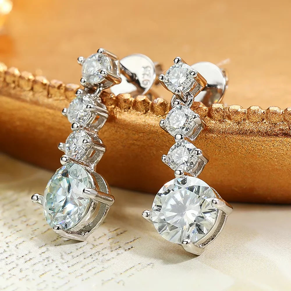 Serenity 2.6ct All Moissanite Drop Earrings For Women Anniversary Gift S925 Sterling Silver Tassel Pendant Earrings Fine Jewelry