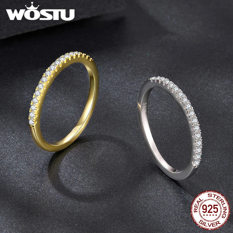 WOSTU Moissanite Wedding band Ring For Women 925 Sterling Silver Eternity Stackable Engagement Rings Multi Gems Band Anillos