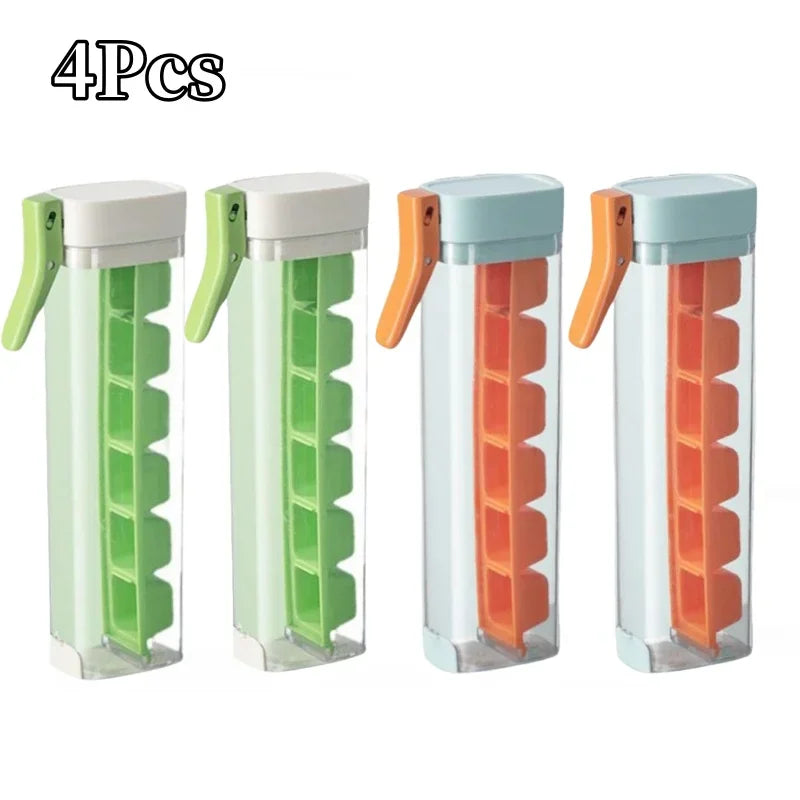 Ice Cube Mold and Trays Food-grade Ice Tray with Lid One Handed Deicing Pressing Ice Lattice Mold Spillproof Ice Cube Tray Maker