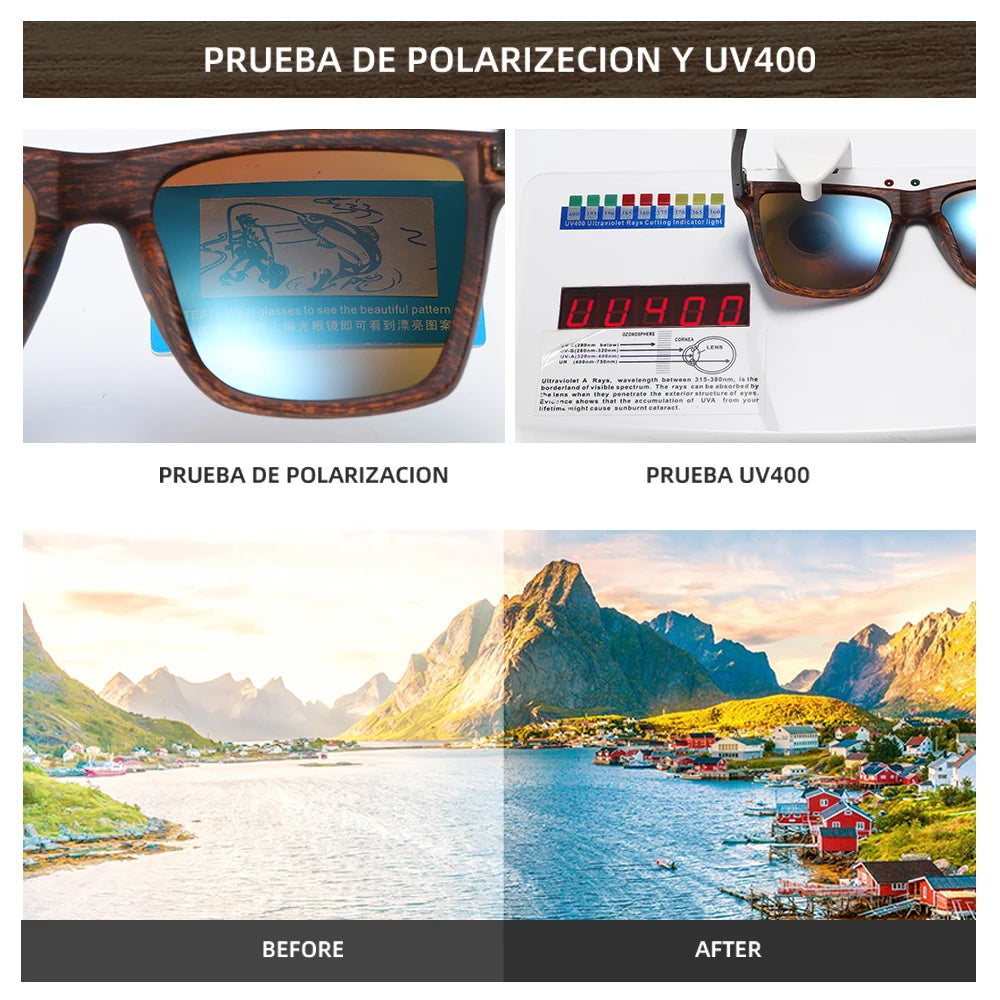XSW Wood Sunglasses Men Women Polarized Rivet Square Brand Designer Real Wood Temple Sunglasses Vintage Glasses 5515H - Madeinsea©