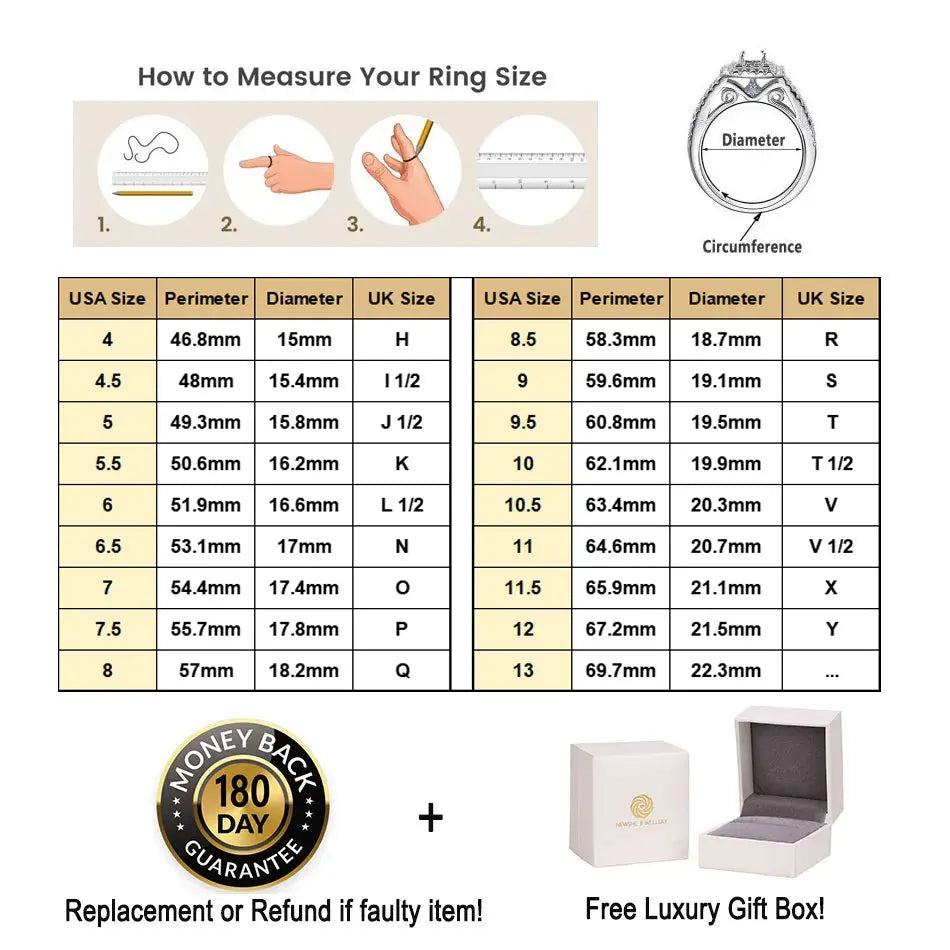 Newshe 3Pcs Wedding Engagement Ring Set for Women Simulated Diamond Round Pear Cut AAAAA CZ 925 Sterling Silver Fine Jewelry