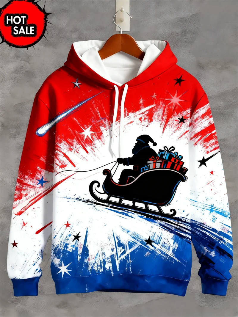 Funny Design Christmas Squirrel Deer 3D Printed Hoodies For Man Clothes Fashion New In Hoodie Santa Claus Cosplay Top Sweatshirt