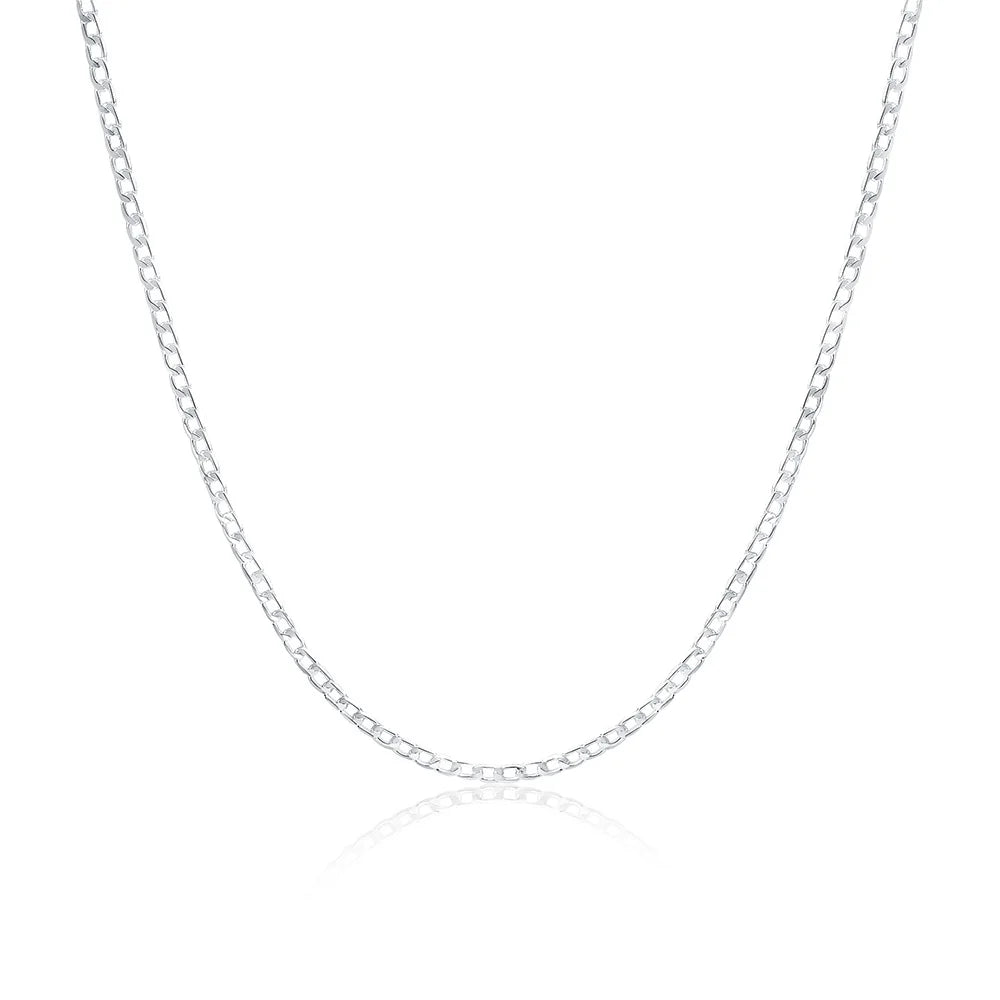 Men's 925 Sterling Silver Necklace 2/4/6/8/10/12MM 40-75cm Face Chain Necklace Lobster Clasp Men And Women Engagement Jewelry - Madeinsea©