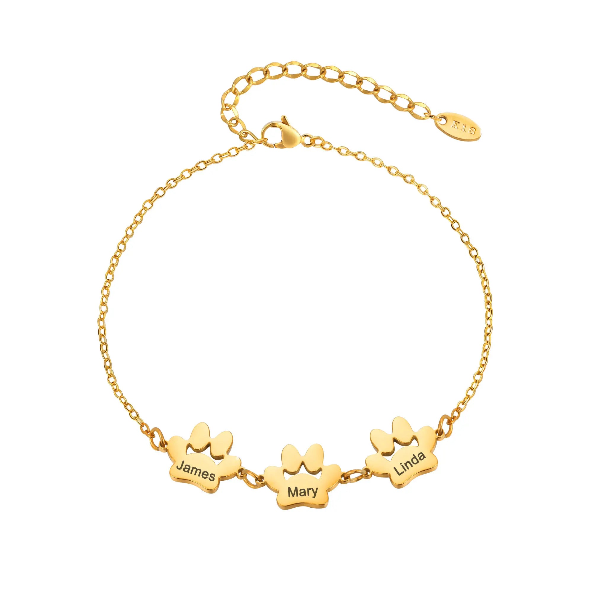 Vnox Cat Paw Women's Bracelet Cute Pet Accessories Engraving Name Bracelet Stainless Steel Custom Jewelry Same Suitable Animal
