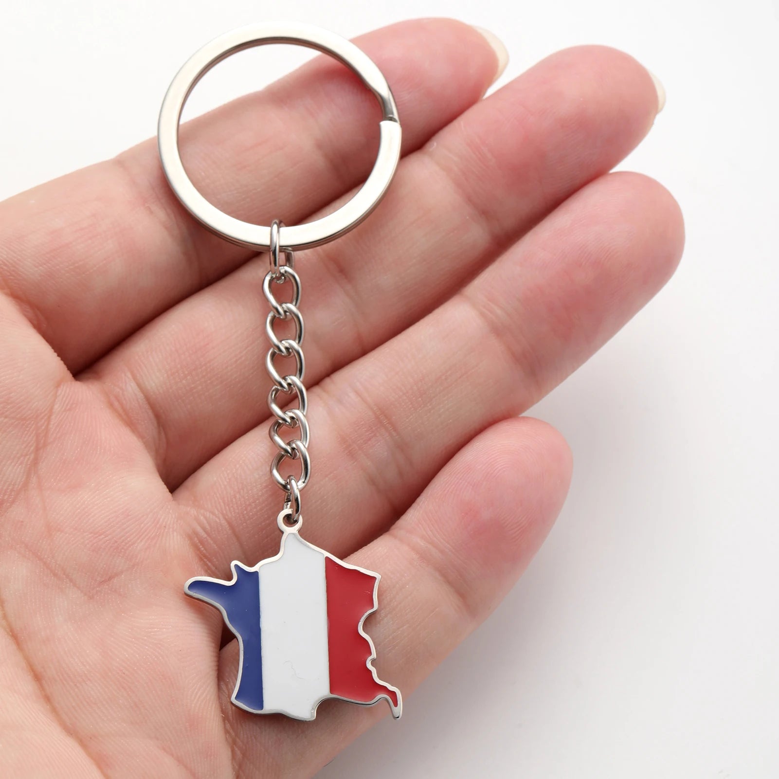 Dreamtimes France Poland Mexico Map Pendant Keychain for Women Men Stainless Steel Key Ring Qatar Ghana Syria Haiti Jewelry