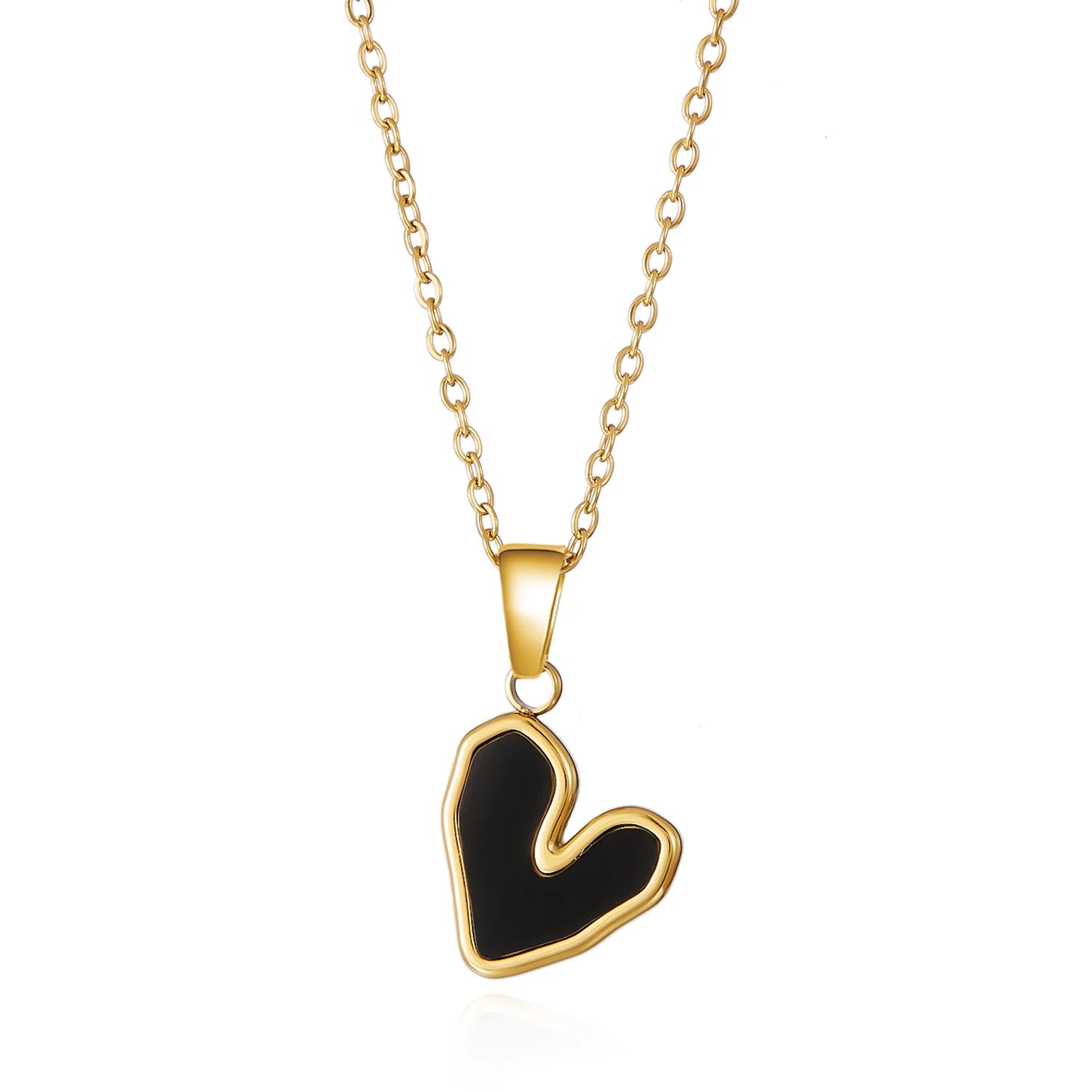 Stainless Steel Love Heart Necklace For Women Gold Color Colorful Pendant Choker Neck Chain Lover Party Birthday Jewelry Gifts