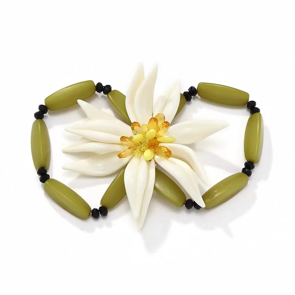 ZAA Bohemian Handmade Beaded Large Flower CharmBracelet