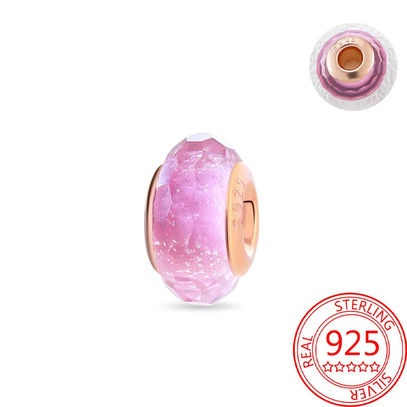 925 Sterling Silver Real Rose Gold Pink Octopus Summer Turtle Heart Dangle Charm Fit Original Bracelet Necklaces Bracelet Girl