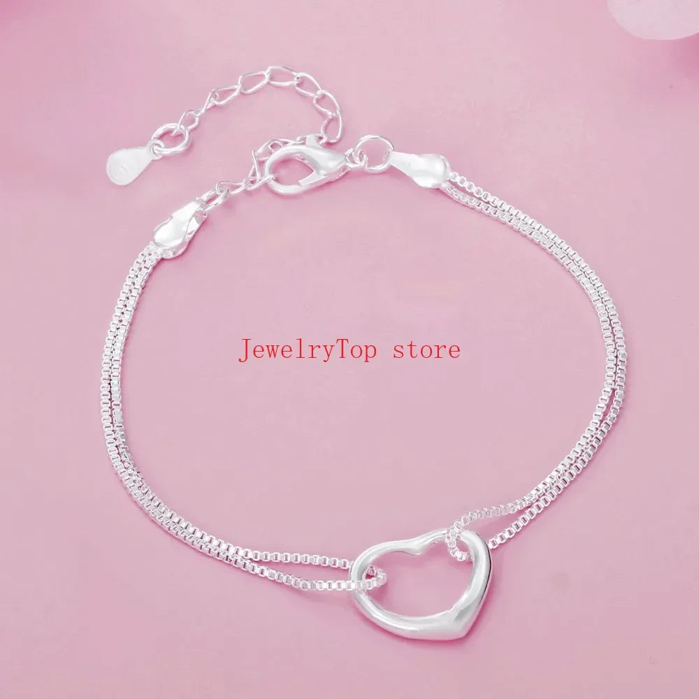 Fine wholesale 925 Sterling silver heart bracelets necklaces for women fashion designer wedding engagement sets Christmas gift
