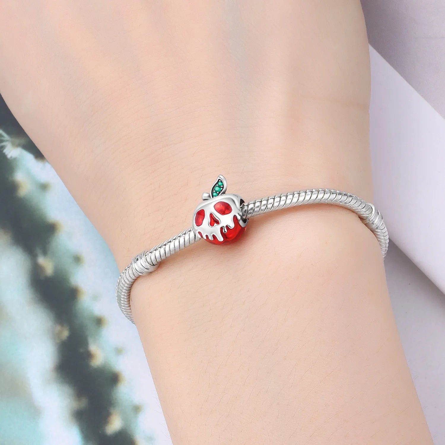 PANPOKI 925 Sterling Silver Red Skull Apple Pendant Beads Original Pendants Bracelet Charm Jewelry Party DIY Trendy Gifts