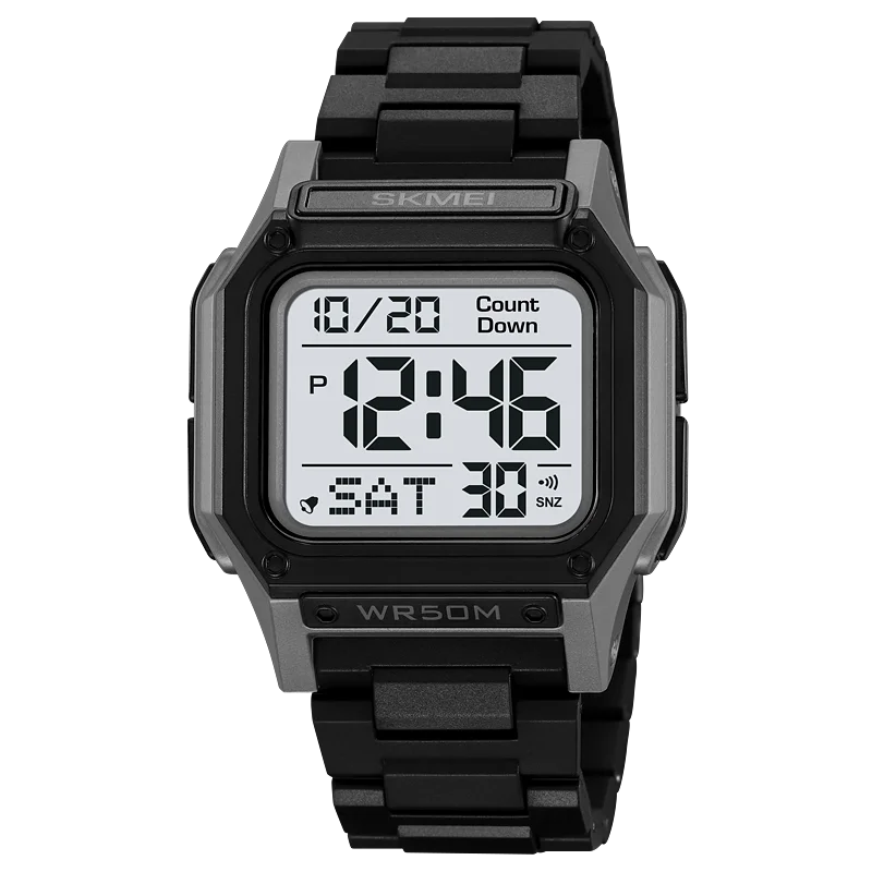 SKMEI Waterproof Sport Watch for Man Countdown Stopwatch Digital Wristwatch 2Time Fashion Mens Clock