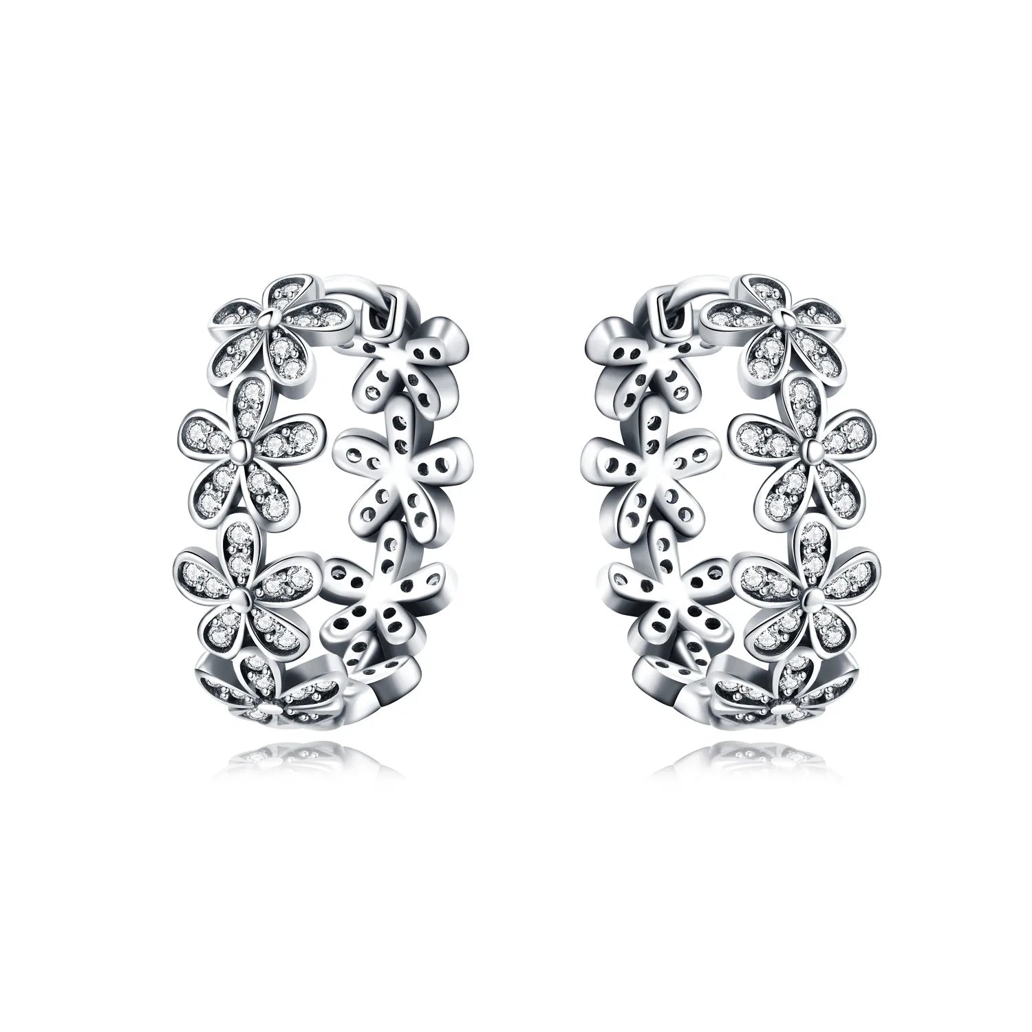 PANPOKI Original 925 Sterling Silver Blue Iris Flower Earrings Women Hoop Earring Anniversary Jewelry Trendy Gifts