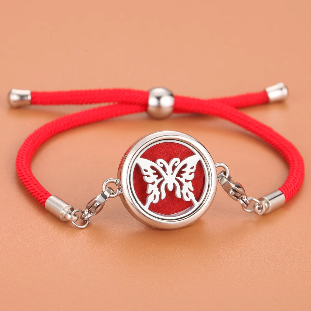 Retro Aromatherapy Essential Oil Diffuser Bracelet Foot Chain Red String Braided Rope Diffuser Locket Bracelet Aroma Bracelets