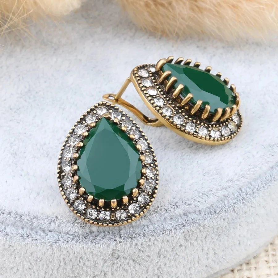 Vintage 925 Sterling Silver Large Black Onyx Stone Hoop Stud Earrings Endless Earrings for Women Bijoux Girls Gifts for Mother - Madeinsea©