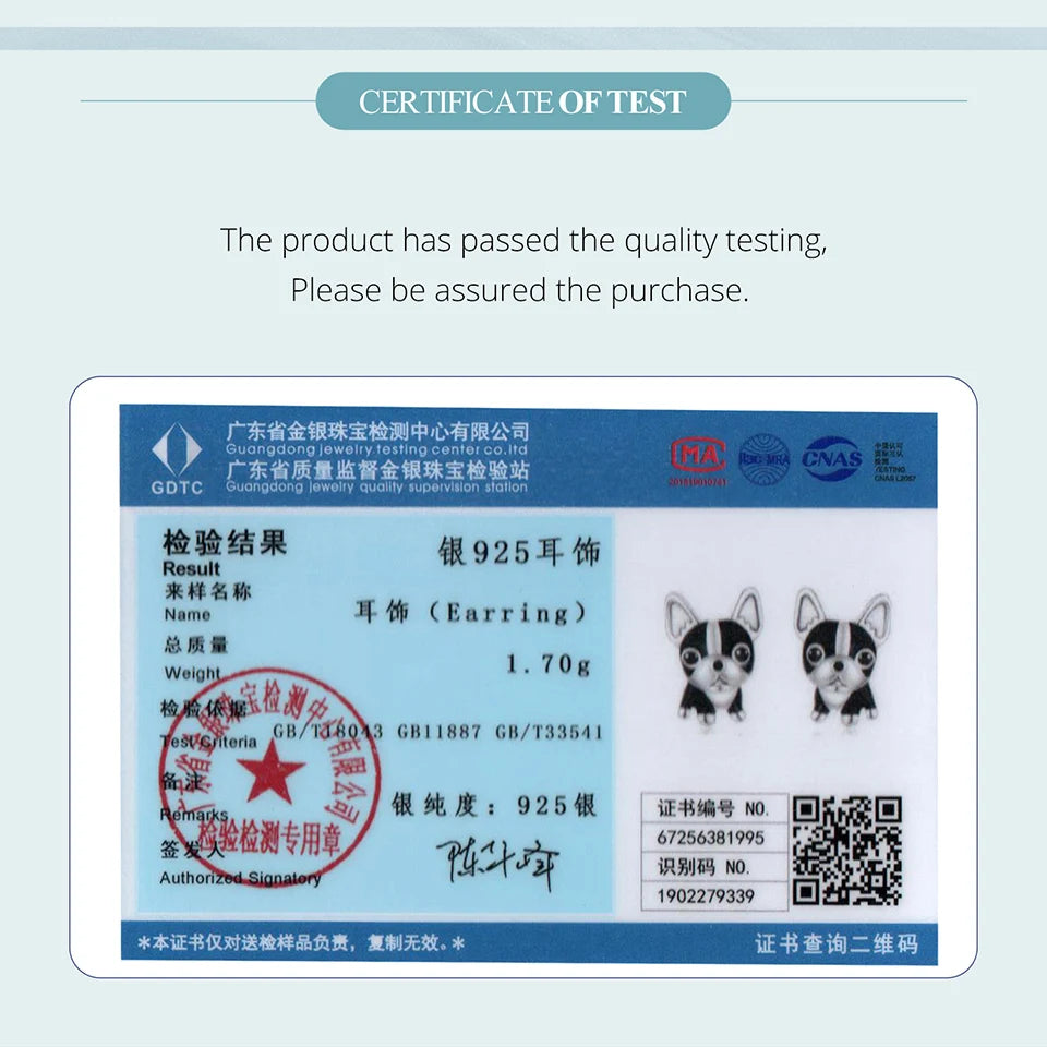 BAMOER 925 Sterling Silver French Bulldog Earrings for Women Girls, Animal Theme Jewelry Earrings for Pet Lovers SCE1877