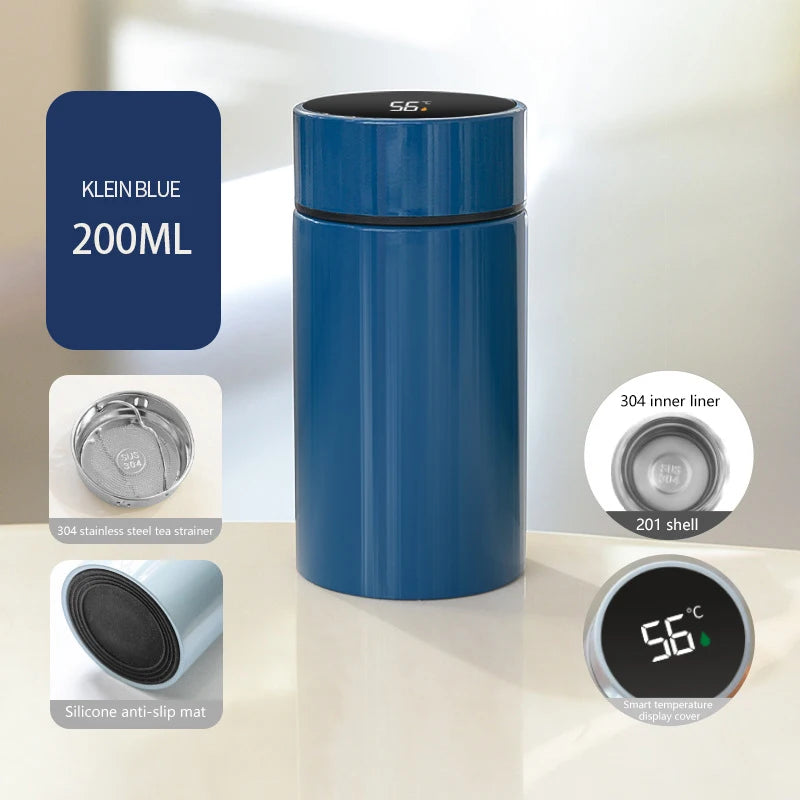 200ML Smart Thermos Water Bottle Intelligent Temperature Display Stainless Steel Vacuum Flasks Thermoses With Filter Tee Cup