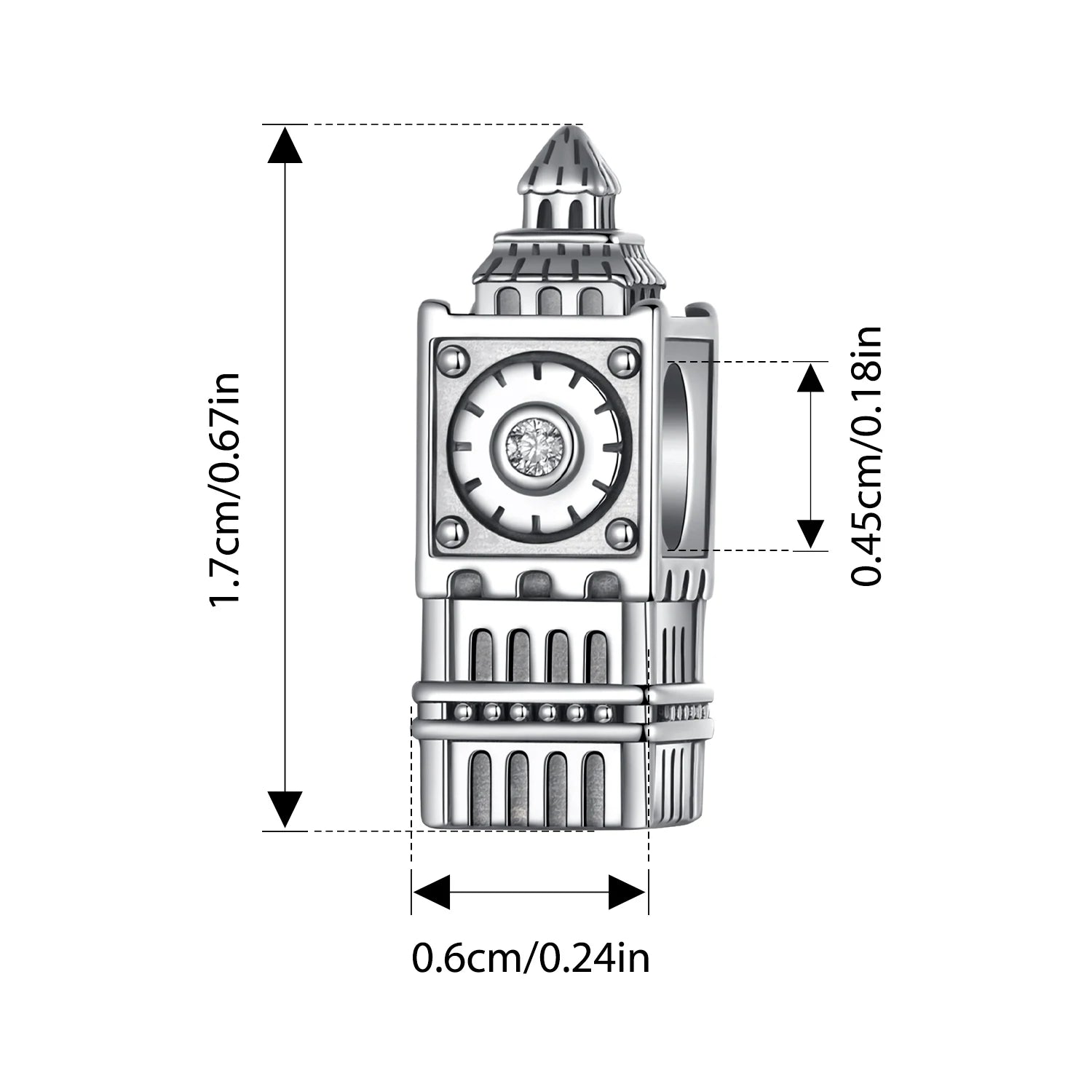 BISAER 925 Sterling Silver World Famous Building Style Charms Beads Eiffel Tower Big Ben Pendant Fit Bracelets DIY Fine Jewelry