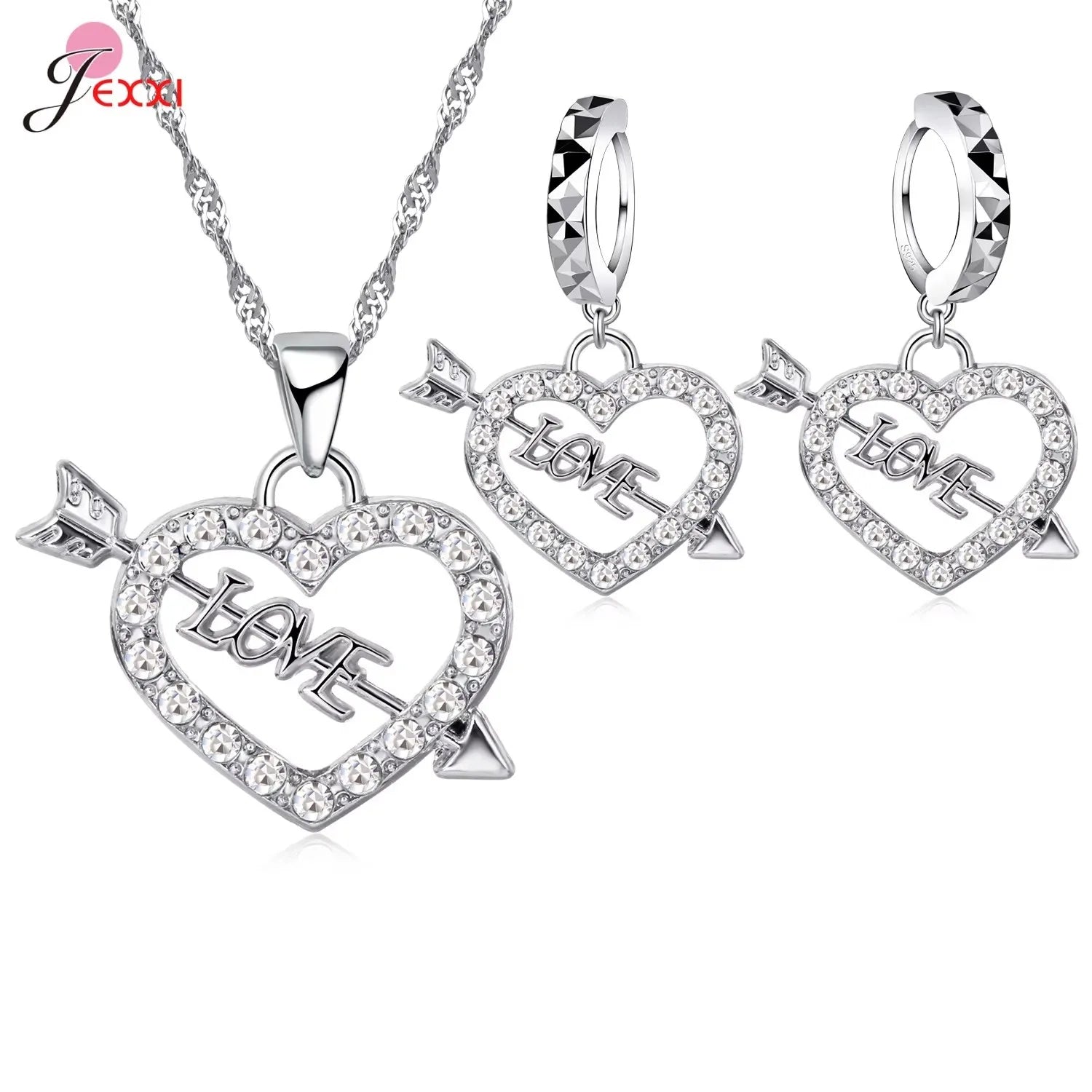925 silber Neue Ankunft Vielfältigen Pfirsich Herz Form Mode Hochzeit Engagement Geschenk Halskette Ohrringe Schmuck Sets