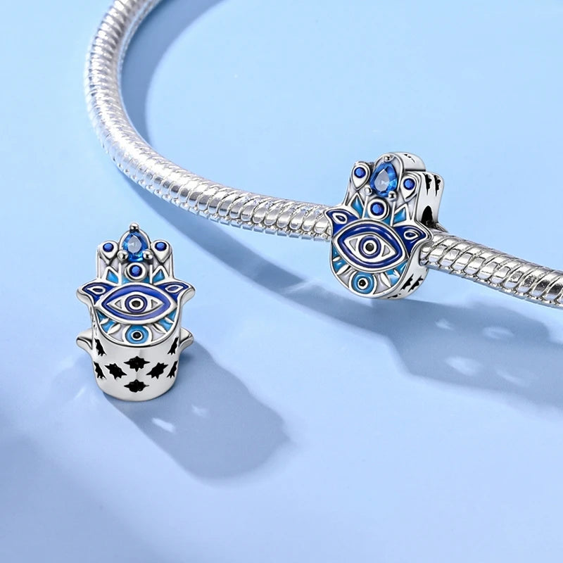 925 Sterling Silver Blue Devil Eyes Charms Airplane Globe Earth Suitcase Travel Fit Original Bracelet For Women DIY Jewelry Bead