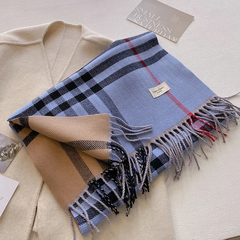 New Autumn Winter Fashion Cashmere Plaid Design Scarf Men Women Warm Thickening Shawl Neckerchief Scarves Bufanda Tassel 2024 - Madeinsea©