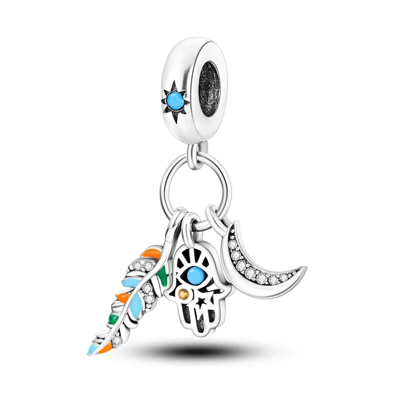 New 925 Sterling Silver Charms Beads Pendant Devil's Eye Blue Zircon Charms For Original Bracelet Charms DIY Jewelry Gift