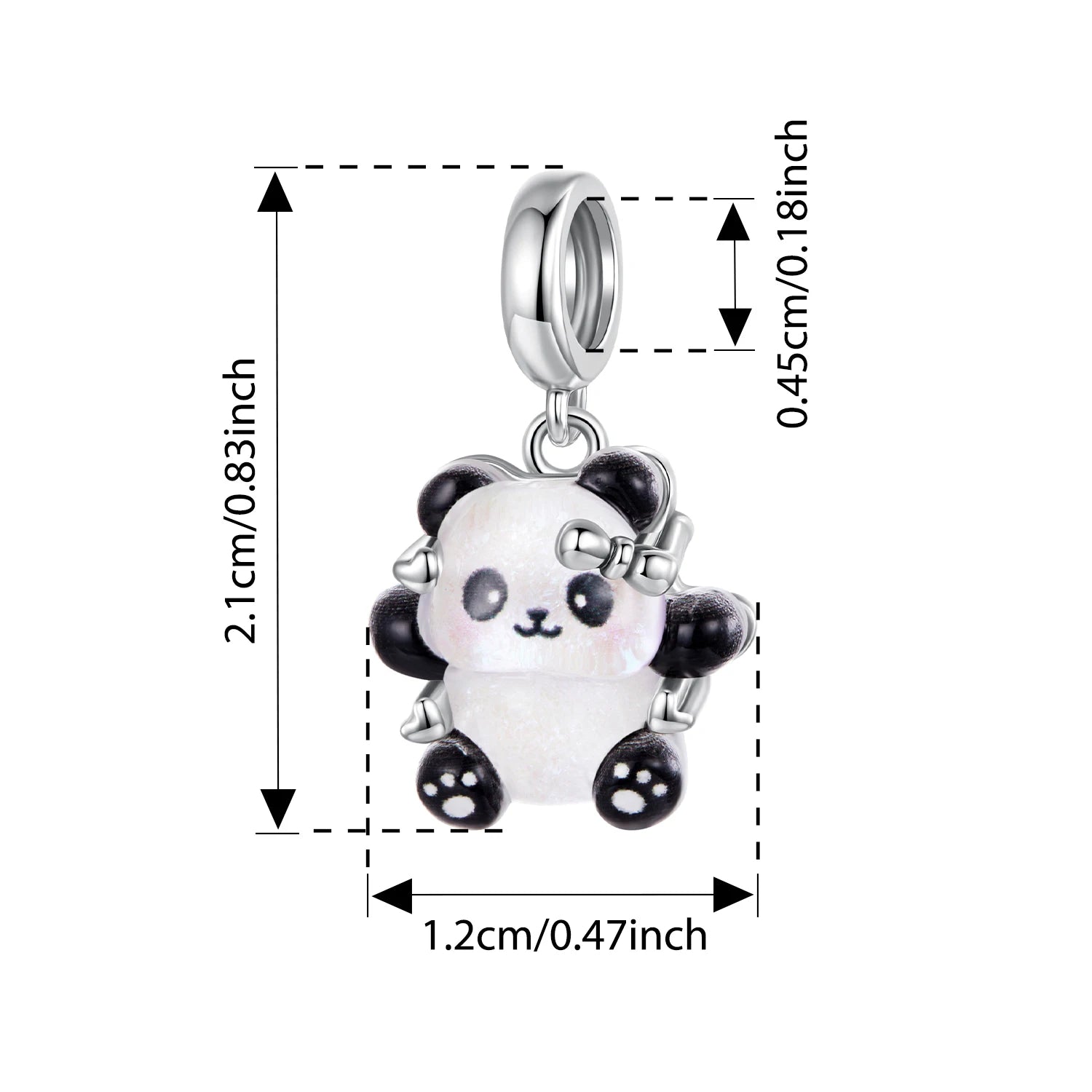 BISAER 925 Sterling Silver Bear Pendant Black Enamel Process Cross Spacer Beads for Women DIY Bracelet & Necklace Fine Jewelry