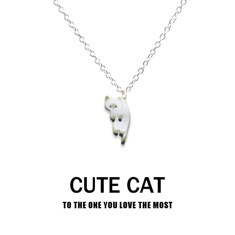 New Creative Cute Cartoon Cat Pendant Necklace For Women Multi Color Kitten Metal Chain Choker Couple Friendship Party Jewelry - Madeinsea©