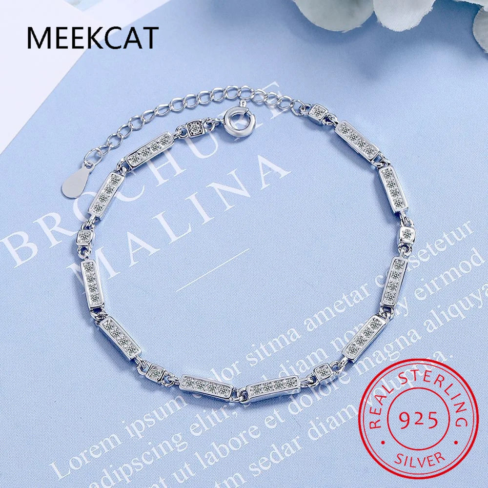 Luxury Real 925 Sterling Silver Fashion Simple Dazzling CZ Tennis Chain Bracelets For Women Wedding Fine S925 Jewelry DA1715