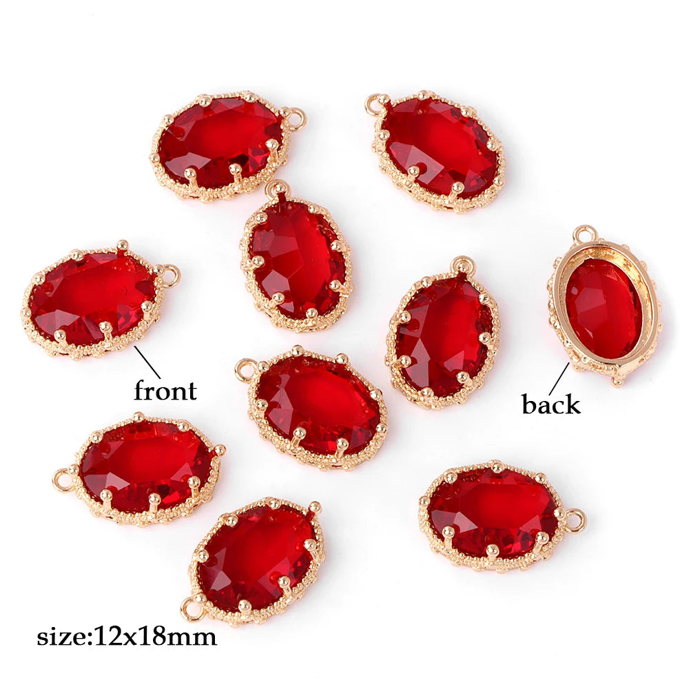 Fashoin Crystal Glass Pendant Oval Shape Rhinestone Charms For Vintage Women's Earrings Earrings Bracelet DIY Crafts Supply 5pcs