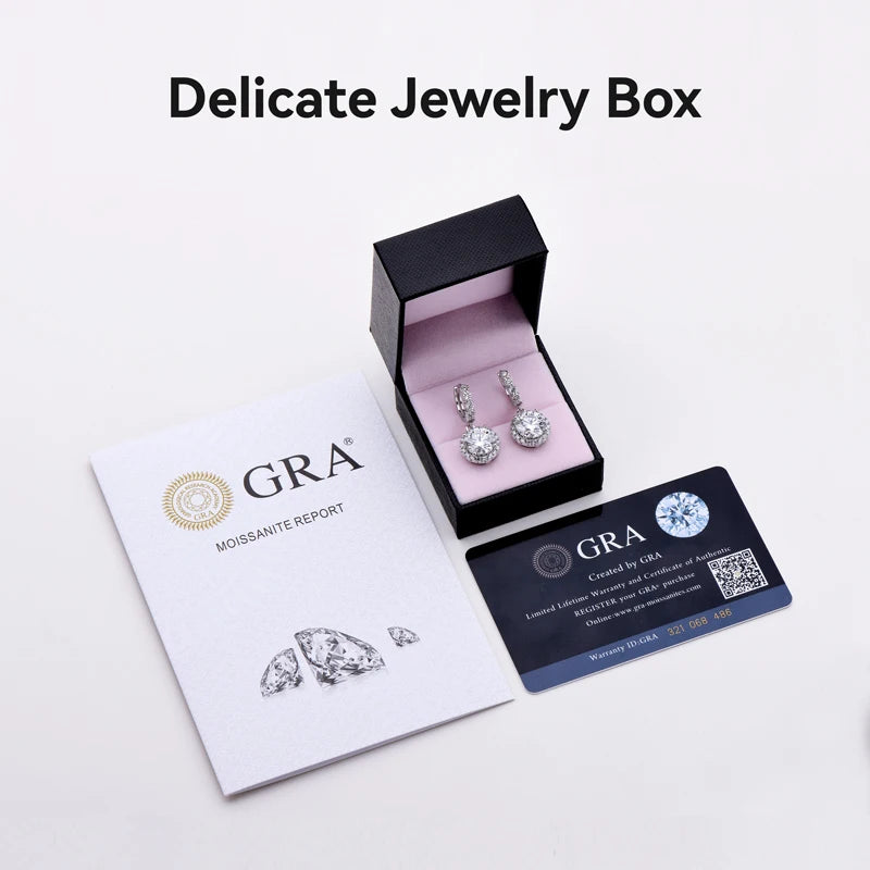 1/2/3CT Moissanite Diamond Drop Earrings for Women 925 Sterling Silver Round Cut Ladies Classic Engagement Wedding Jewelry Gift