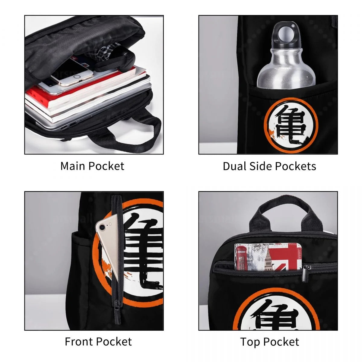 DBZ KanjiTravel Backpack College Book Bag for Men Women Lightweight Casual Should Bags for Outdoor Sports Hiking