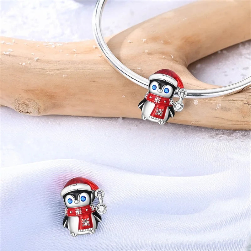Hot Sale Charms Bead 925 Sterling Silver Winter Series Snowman Elk Christmas Pendants Fit Bangle Bracelet Necklace DIY Jewelry