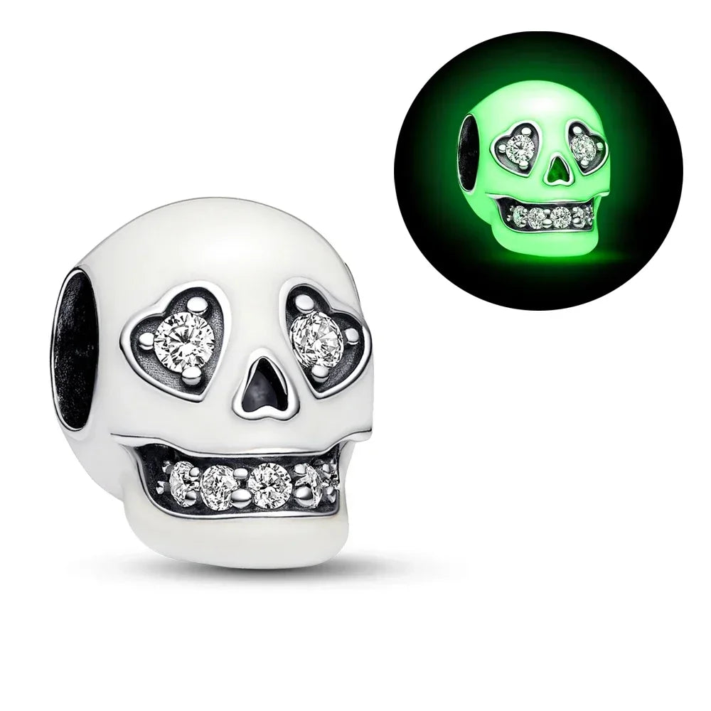 Night Glow Pumpkin,Skull,Vampire,Witch,Ghost Halloween Series Charm fit Pan Original Bracelet Holiday Jewelry DIY Fun Beads