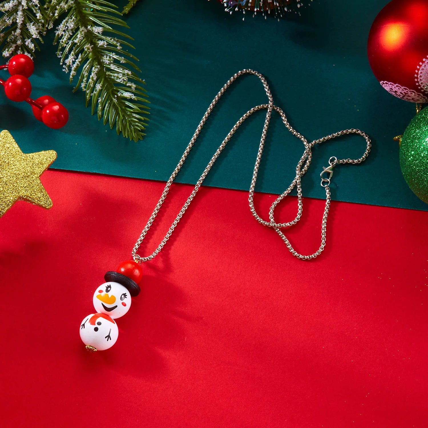 Trendy Christmas Necklace for Women Girls Cartoon Santa Claus Snowman Pendant Long Sweater Chain Choker Party New Year Gifts