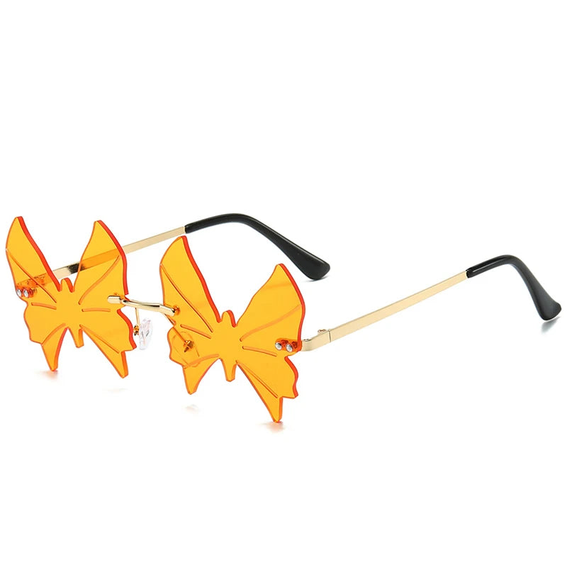 2025 Fashion Rimless Butterfly Sunglasses For Women Men Personalized Trendy Metal Irregular Sun Glasses Party Decorative Glasses