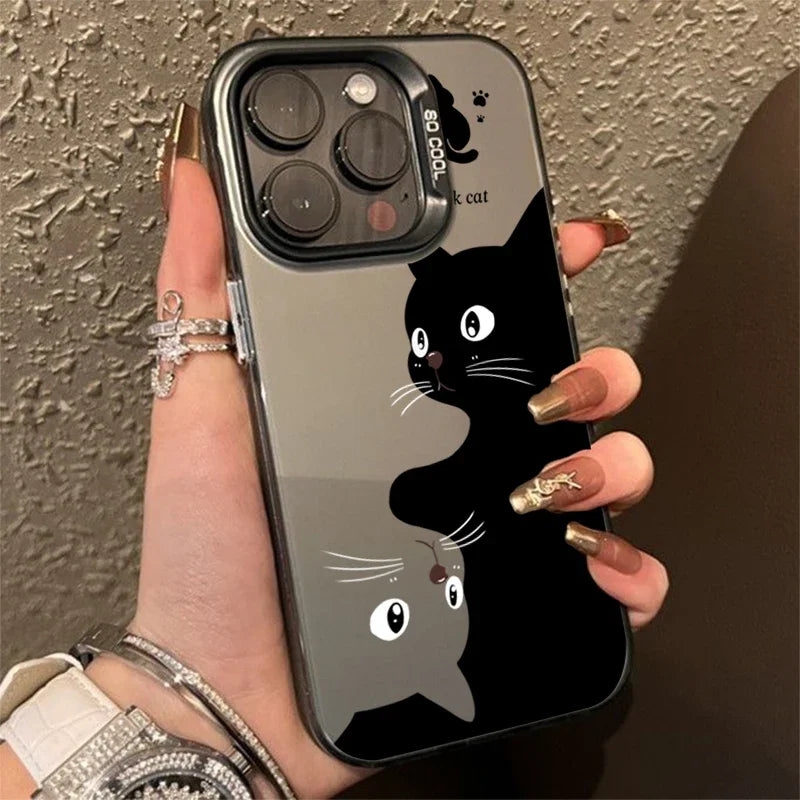 Coque de téléphone Redmi Note 13 11 12 Pro Plus 5G avec un adorable chat noir de dessin animé pour Xiaomi Redmi Note 11S 12S 10S 10 Pro Redmi 12 13C 4G