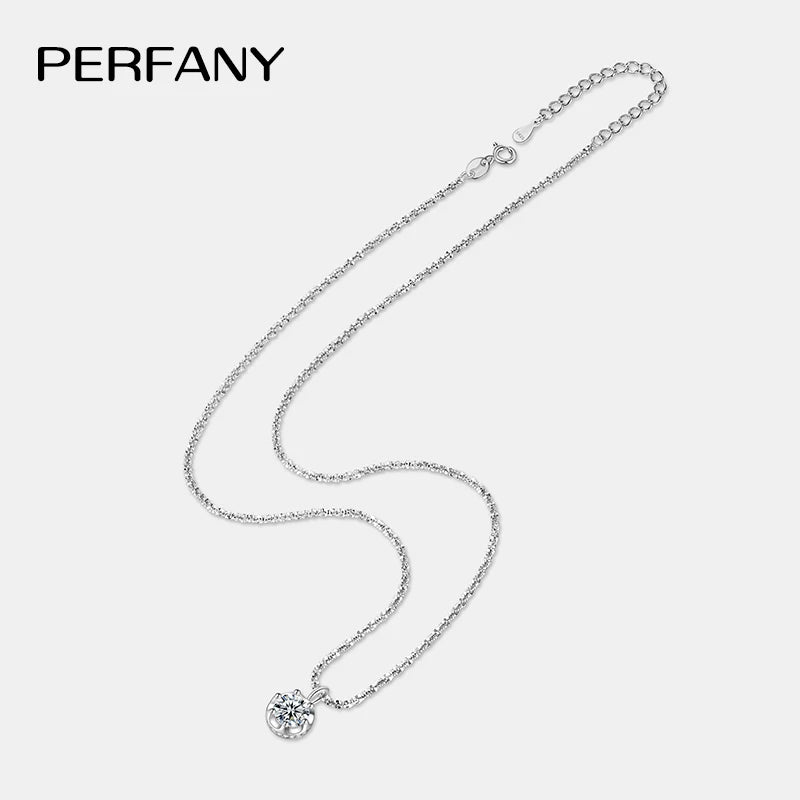 PERFANY 1/2CT Moissanite Necklace for Women S925 Pure Silver Sparkling Crown Diamond Pendant Luxurious Wedding Jewelry - Madeinsea©