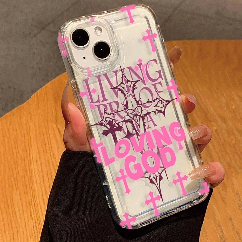 Pink Punk Style Cross Flower Print Clear Case for Xiaomi Mi 11 12 Lite 5G 12X 12 13 13T 14 Pro Poco X6 X3 F5 Back Cover Caqa