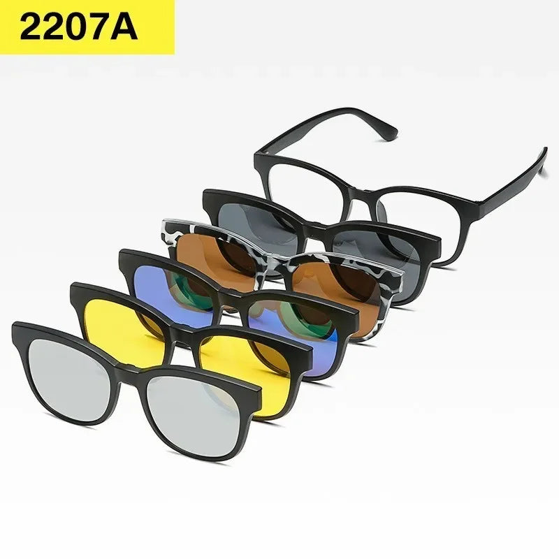6 In 1 Custom Men Women Polarized Optical Magnetic Sunglasses Clip Magnet Clip on Sunglasses Polarized Clip on Sun Glasses Frame